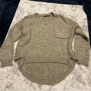 Doe and Rae Beige Wool Blend Cropped High Low Sweater Size Small